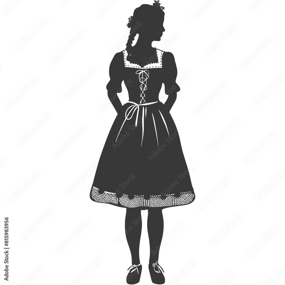 Silhouette independent germany women wearing dirndl black color only Silhouette independent germany women wearing dirndl black color only