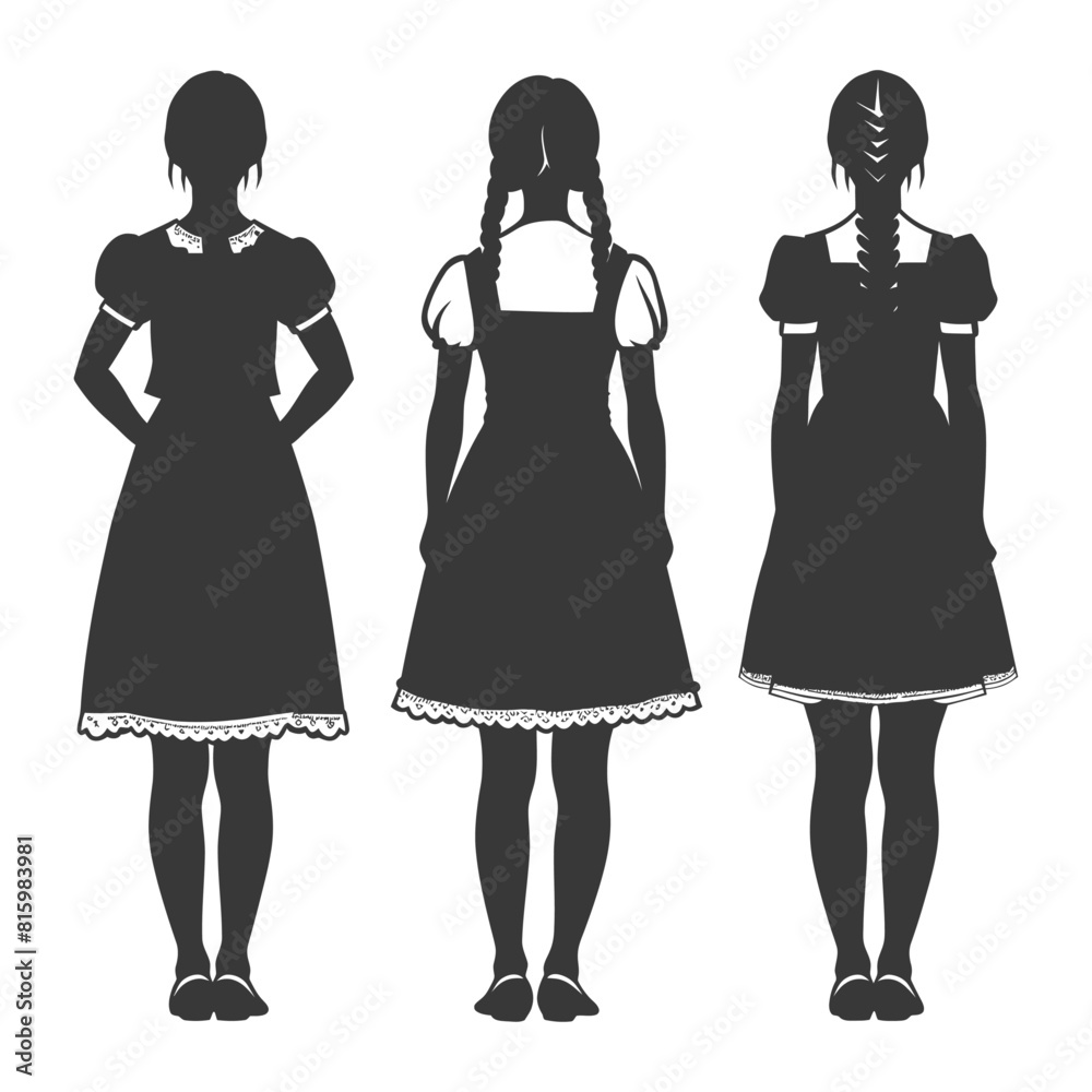 Silhouette independent germany women wearing dirndl black color only Silhouette independent germany women wearing dirndl black color only
