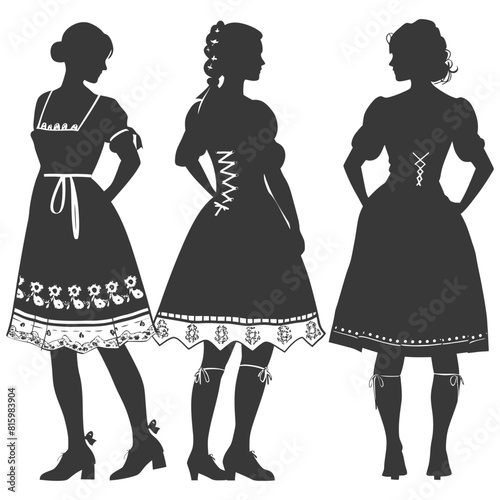 Silhouette independent germany women wearing dirndl black color only