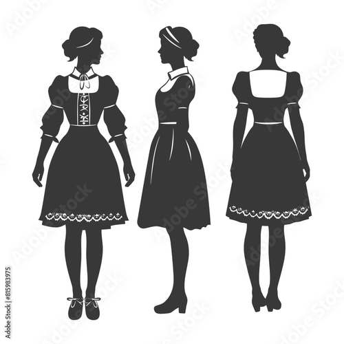 Silhouette independent germany women wearing dirndl black color only
