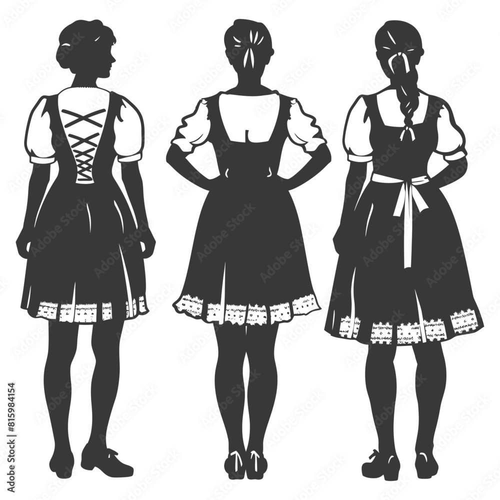 Silhouette independent germany women wearing dirndl black color only Silhouette independent germany women wearing dirndl black color only