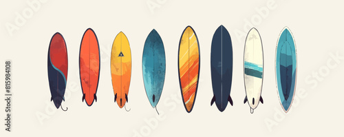 surfboard set vector flat minimalistic isolated illustration