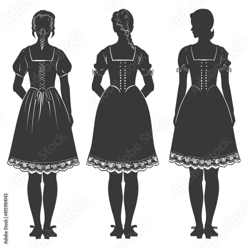 Silhouette independent germany women wearing dirndl black color only