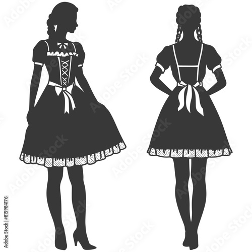 Silhouette independent germany women wearing dirndl black color only