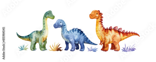 Dinosaur, watercolor painting. vector illustration of animal collection. isolated cartoon. ar