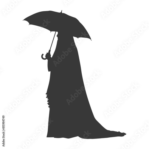 Silhouette independent emirates women wearing Abaya with umbrella black color only