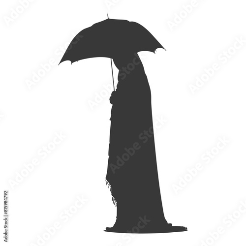 Silhouette independent emirates women wearing Abaya with umbrella black color only