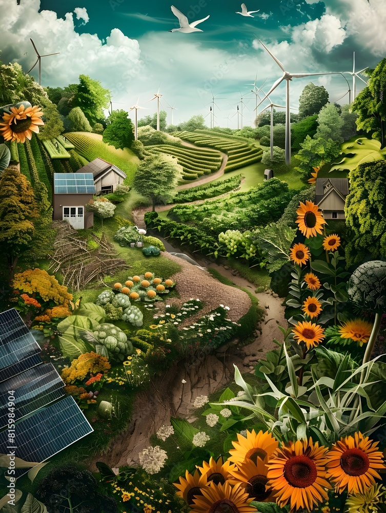 Fototapeta premium Sustainable Energy Flourishes A D of Renewable Energy as a Thriving Garden