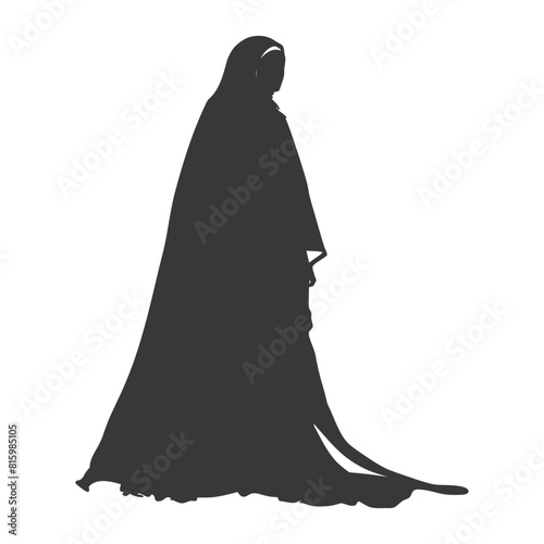 Silhouette independent emirates women wearing Abaya black color only