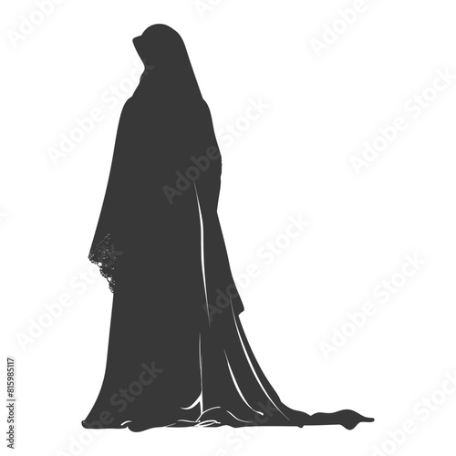 Silhouette independent emirates women wearing Abaya black color only