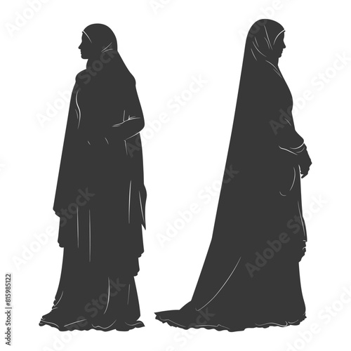 Silhouette independent emirates women wearing Abaya black color only