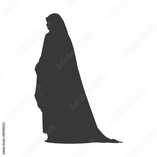 Silhouette independent emirates women wearing Abaya black color only