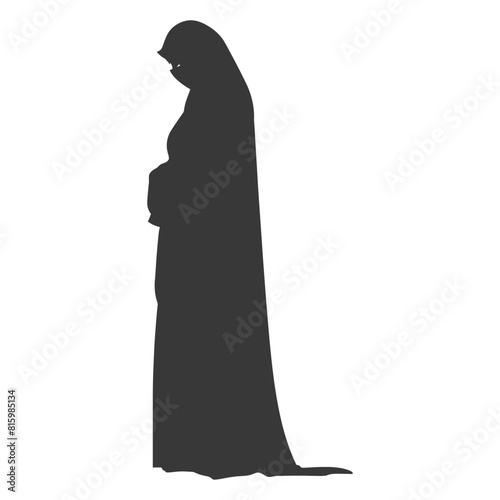 Silhouette independent emirates women wearing Abaya black color only