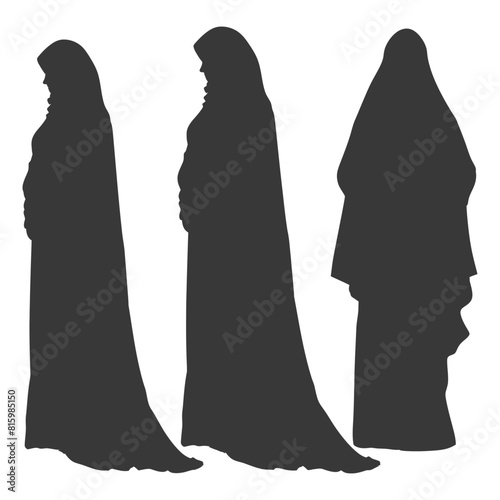 Silhouette independent emirates women wearing Abaya black color only
