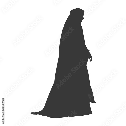 Silhouette independent emirates women wearing Abaya black color only