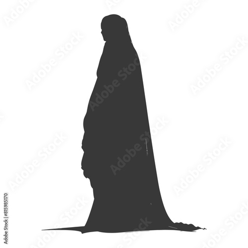 Silhouette independent emirates women wearing Abaya black color only