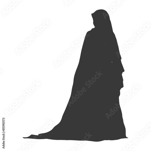 Silhouette independent emirates women wearing Abaya black color only