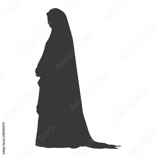 Silhouette independent emirates women wearing Abaya black color only