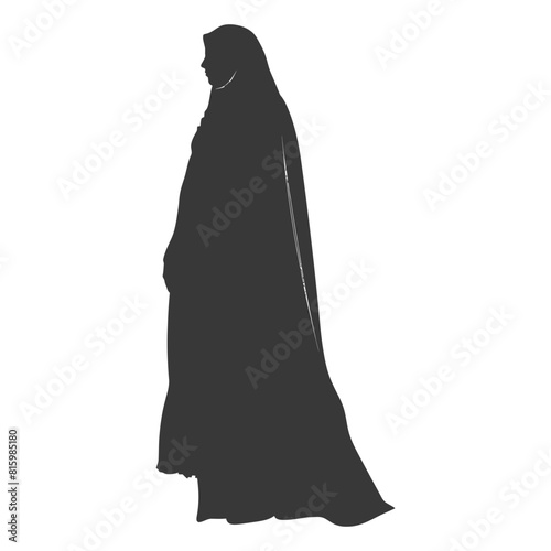 Silhouette independent emirates women wearing Abaya black color only