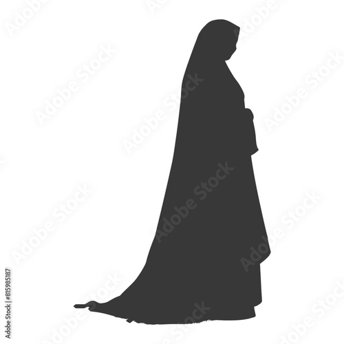 Silhouette independent emirates women wearing Abaya black color only