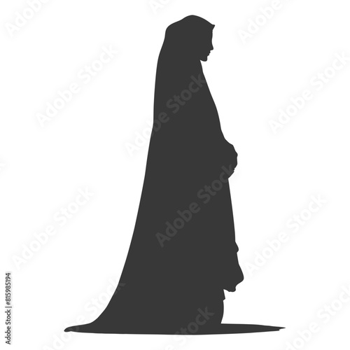 Silhouette independent emirates women wearing Abaya black color only