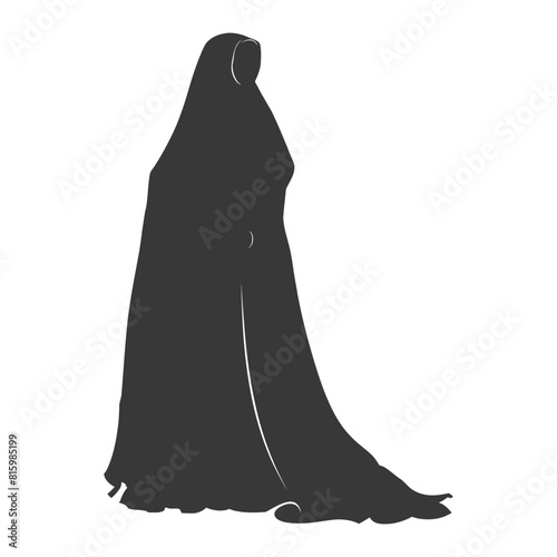 Silhouette independent emirates women wearing Abaya black color only