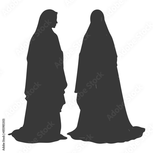 Silhouette independent emirates women wearing Abaya black color only