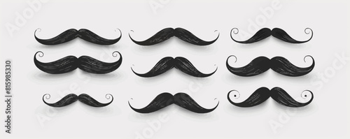 Set of black mustache. vector simple illustration