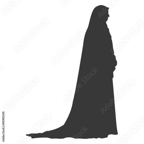 Silhouette independent emirates women wearing Abaya black color only