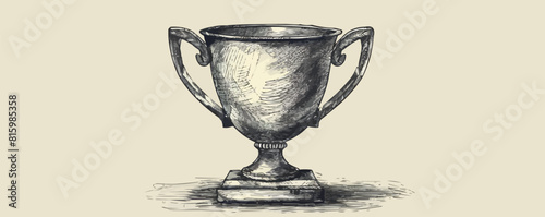 Winning cup prize sketch hand drawn engraving style Vector illustration.