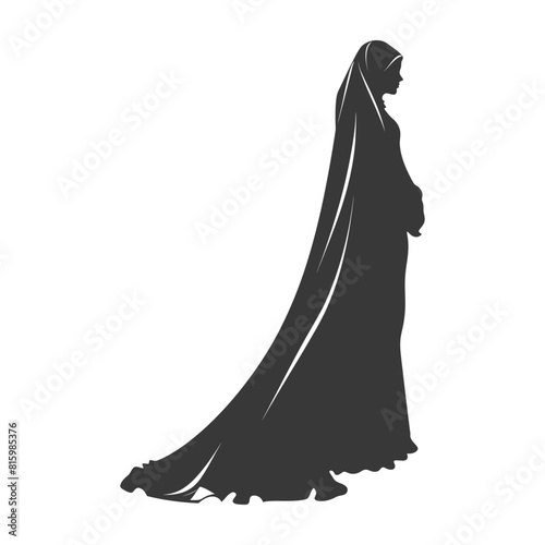 Silhouette independent emirates women wearing Abaya black color only