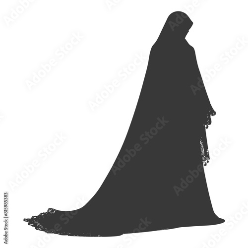 Silhouette independent emirates women wearing Abaya black color only