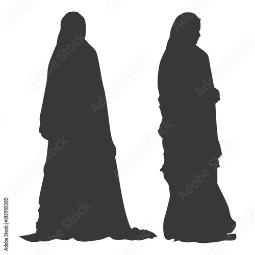 Silhouette independent emirates women wearing Abaya black color only