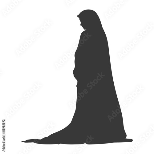 Silhouette independent emirates women wearing Abaya black color only