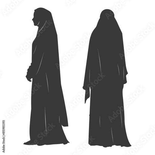 Silhouette independent emirates women wearing Abaya black color only
