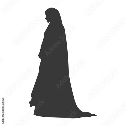 Silhouette independent emirates women wearing Abaya black color only