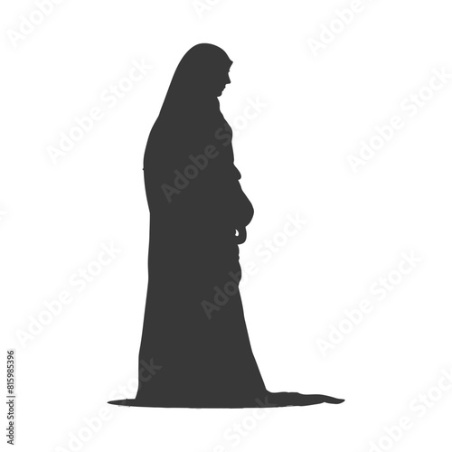 Silhouette independent emirates women wearing Abaya black color only