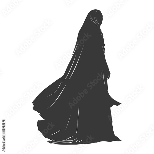 Silhouette independent emirates women wearing Abaya black color only