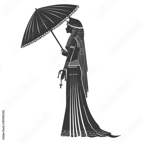 Silhouette independent egyptian women wearing tob sebleh with umbrella black color only photo
