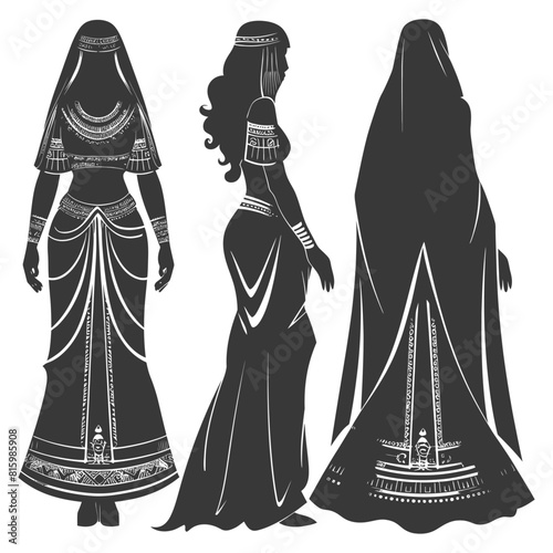 Silhouette independent egyptian women wearing tob sebleh black color only