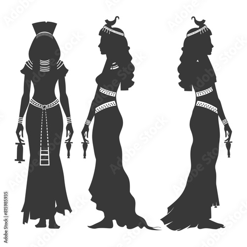 Silhouette independent egyptian women wearing tob sebleh black color only