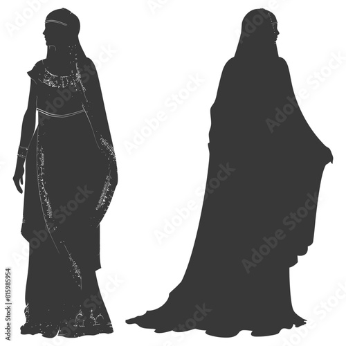 Silhouette independent egyptian women wearing tob sebleh black color only