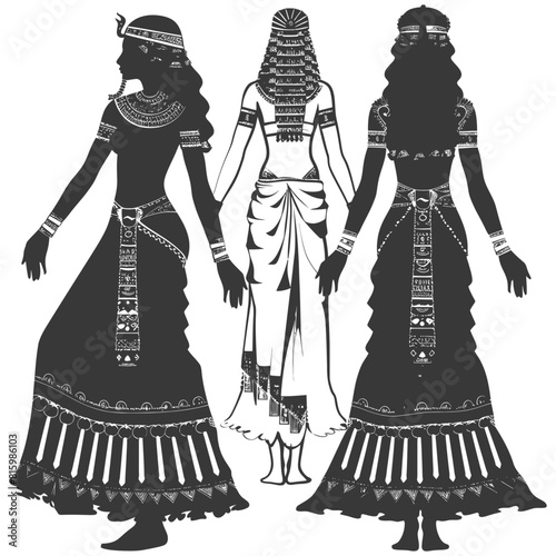 Silhouette independent egyptian women wearing tob sebleh black color only