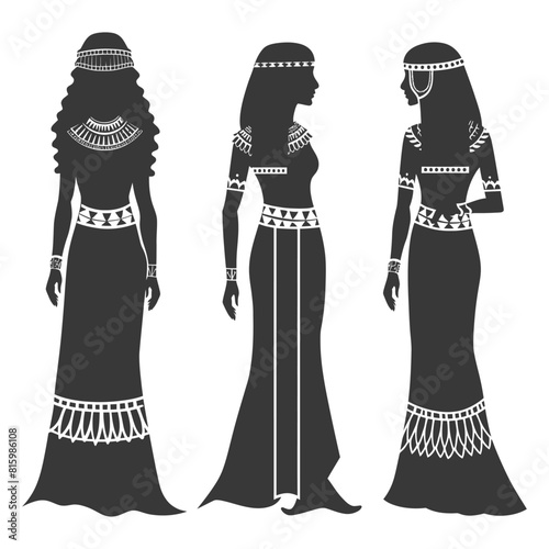 Silhouette independent egyptian women wearing tob sebleh black color only