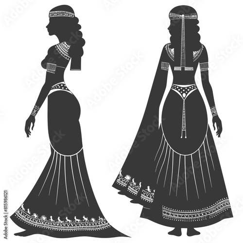 Silhouette independent egyptian women wearing tob sebleh black color only