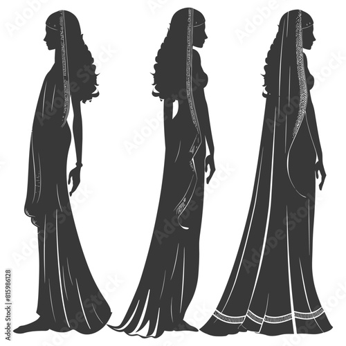 Silhouette independent egyptian women wearing tob sebleh black color only