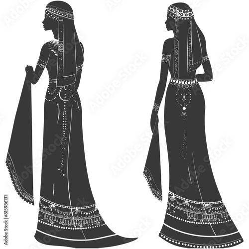 Silhouette independent egyptian women wearing tob sebleh black color only