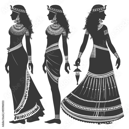 Silhouette independent egyptian women wearing tob sebleh black color only