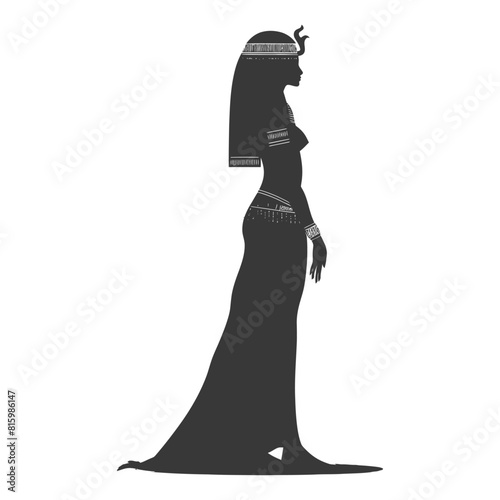 Silhouette independent egyptian women wearing tob sebleh black color only