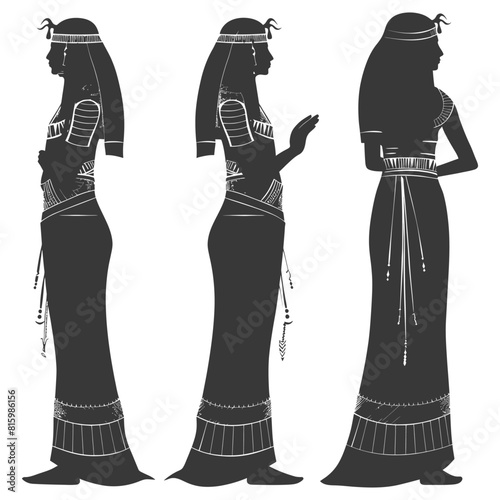 Silhouette independent egyptian women wearing tob sebleh black color only